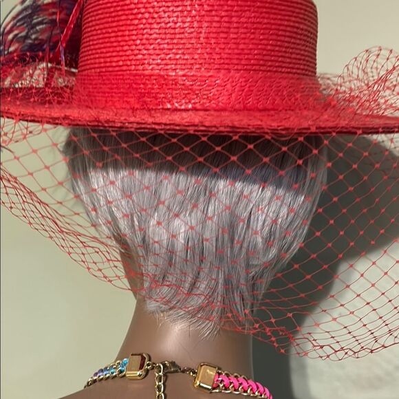 Elegant Red & Kentucky BLUE Women\'s Hat.  Derby Day main image 7